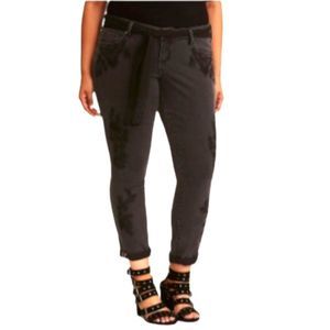 TORRID Premium High Rise Black Floral Embroidered Boyfriend Belted Jeans 14R
